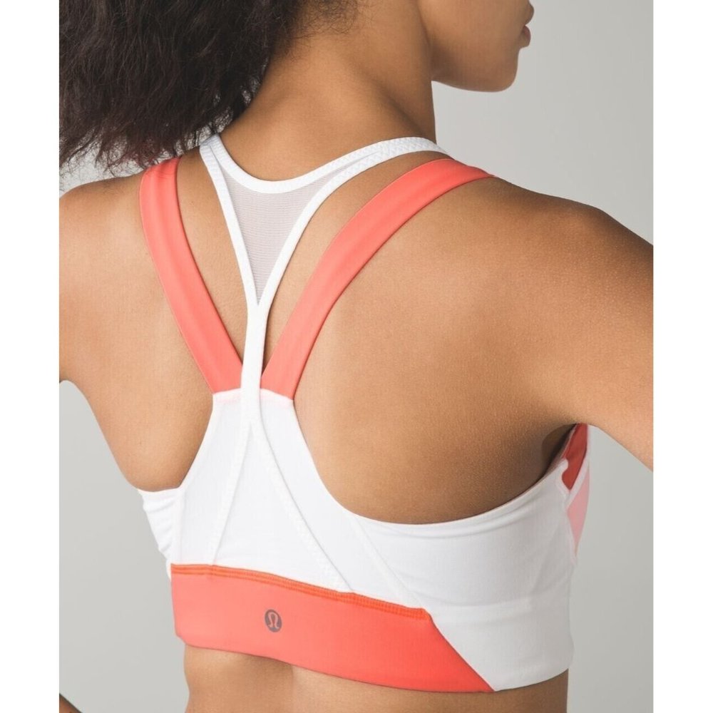 Lululemon Ready Set Sweat sports bra size 4 white Peach Shelf-Bra Non padded - Picture 2 of 8